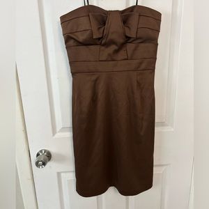 Brown strapless cocktail dress